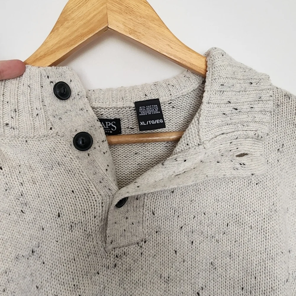 Chaps Beige Sweater with Elbow Patches